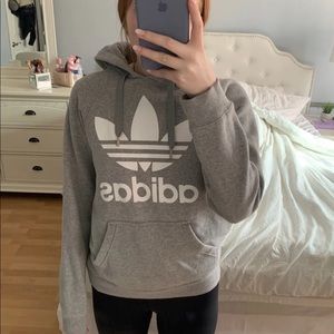 Grey Adidas Logo Hoodie